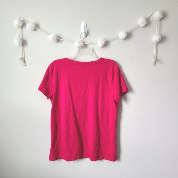 Joe Fresh Hot Pink V Neck Short Sleeve Tee Shirt - Picture 5 of 9